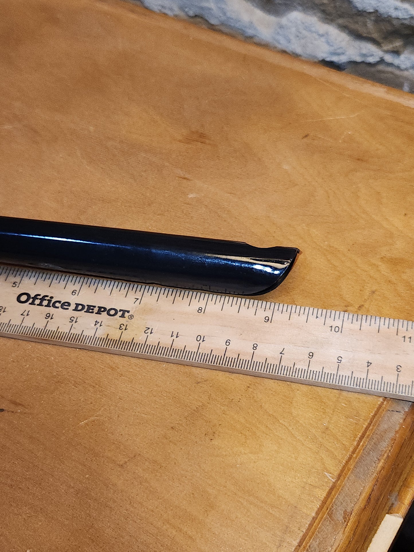 Vintage White Enamel Ladle Water Diooer with black handle and trim. En87