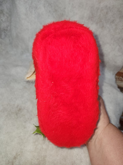 Vintage Red Santa Boot Planter Cover Holly & Bells White Trim ch111