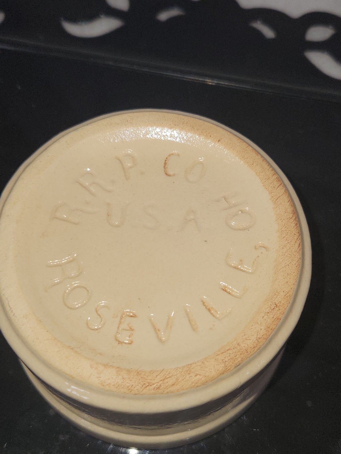Vintage R.R.P.Co. Roseville Pottery 4" Crock Ohio USA Ramikin Dip cr99