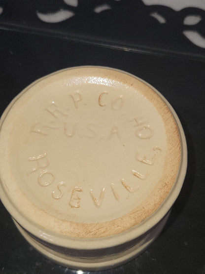 Vintage R.R.P.Co. Roseville Pottery 4" Crock Ohio USA Ramikin Dip cr99