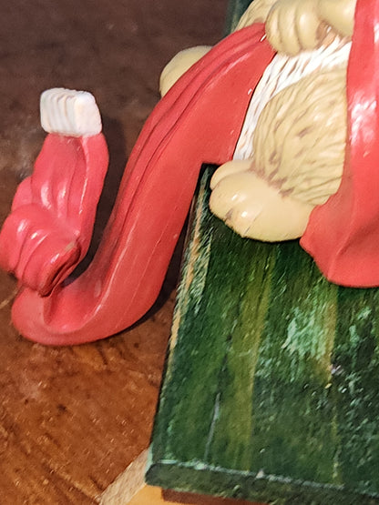 Vintage Hallmark Raccoon & Mouse Christmas Stocking Hanger 1984 sh86