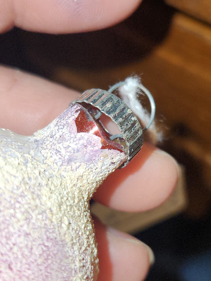 Vintage Shiny Brite Mercury Glass Snow Capped Pink Ornament Ornament sb3