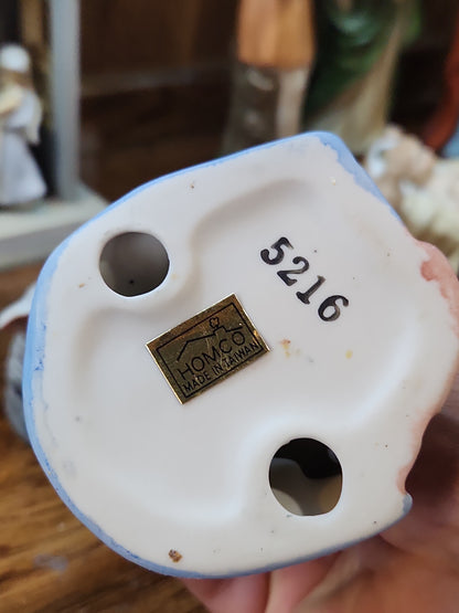 Vintage Homeco 5216 Nine Piece Bisque Porcelain Nativity set