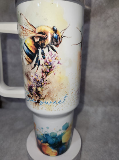 40 Oz Insulated Stainless Steel Tumbler watercolor bee happy, bee kind, bee sweet tb3