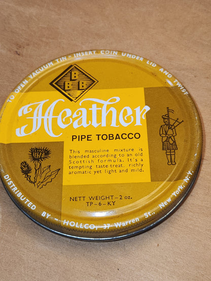 Vintage Heather Pipe Tobacco Tin 2 oz Scottish Formula Hollco tin016
