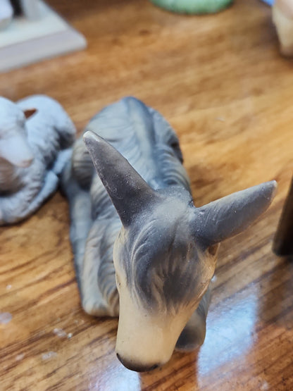 Vintage Homeco 5216 Nine Piece Bisque Porcelain Nativity set