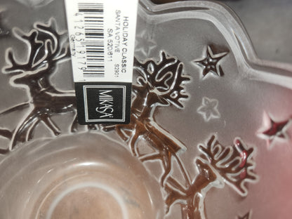 chr220 Mikasa Holiday Classics frosted glass "Silent Night" candle holder