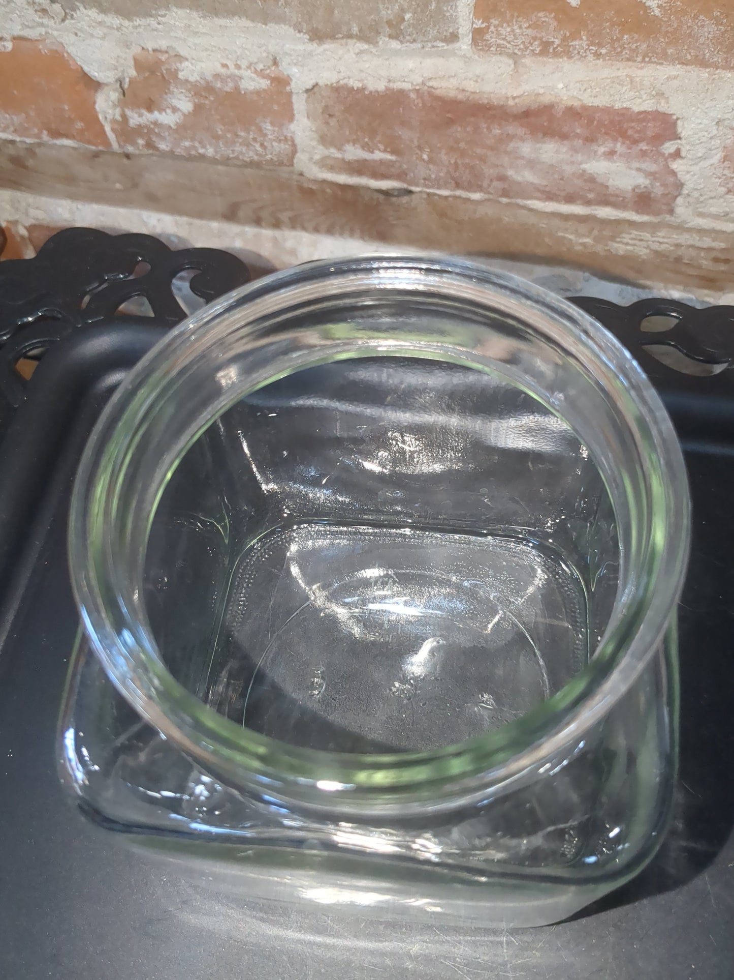 Pfaltzgraff Christmas Heritage Glass Storage Jar Square Canister with Lid USA pfa12