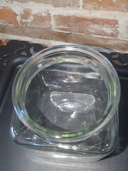 Pfaltzgraff Christmas Heritage Glass Storage Jar Square Canister with Lid USA pfa12