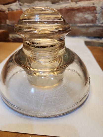 Vintage Kimble 830 Clear but Slight Amber Tint Tempered Glass Insulator 12-51 Made in USA 830a