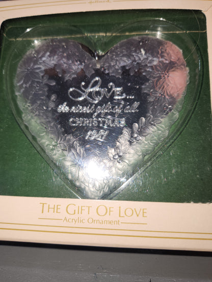 Hallmark Keepsake Ornament The Gift of Love Acrylic Heart 1981