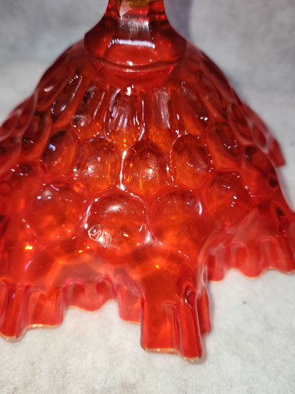 Vintage Fenton Amberina Ruffled Top Large Compote Red Orange to Yellow gla88