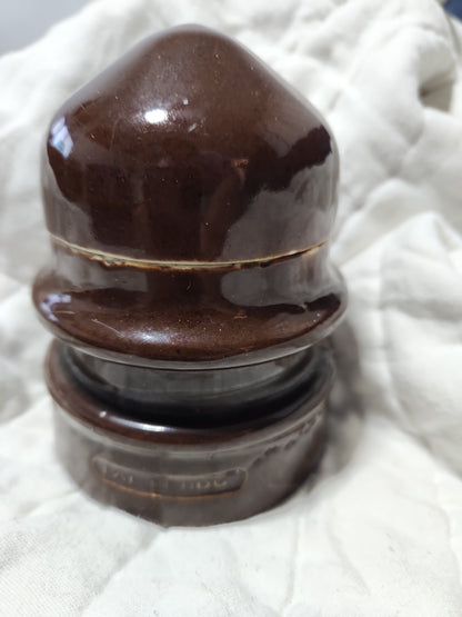 Rare vintage AL CO inc. Pat Pend brown porcelain insulator alco1