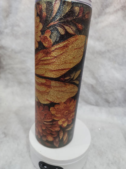 20 Oz Stainless Steel Insulated Glitter Dragonfly Tumbler 20df