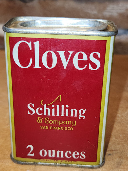 Vintage Schilling Spice Tin Cloves 2 Ounces ti663