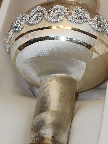 Vintage Rauch Hand Blown Mercury Glass Tree Topper White Gold Glass with Box Box tt11