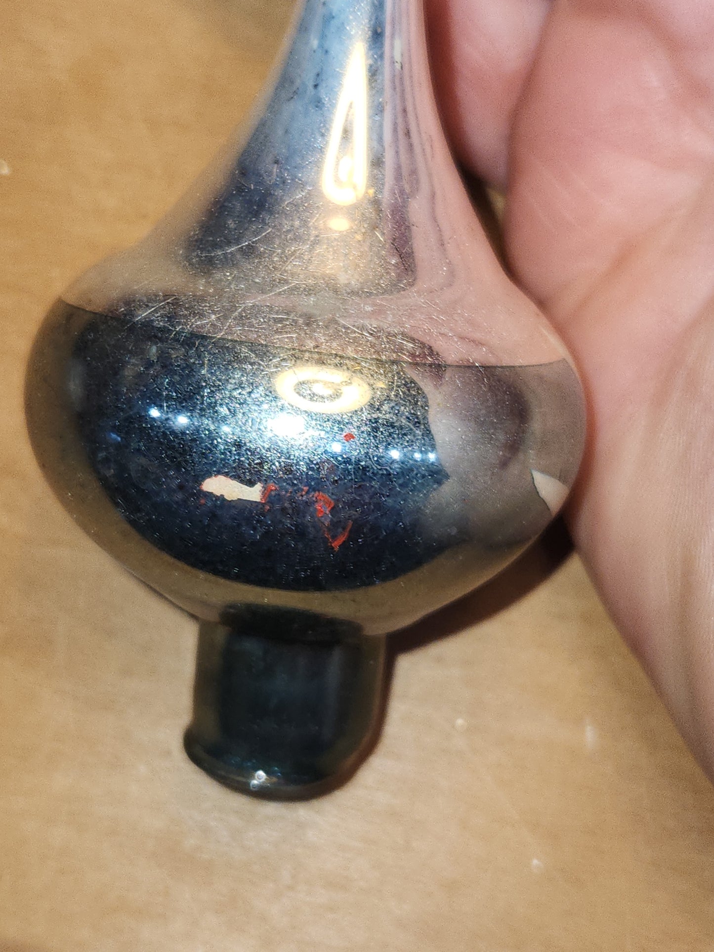 Vintage Mercury Glass Tree Topper Teal and Silver NO BOX tt08