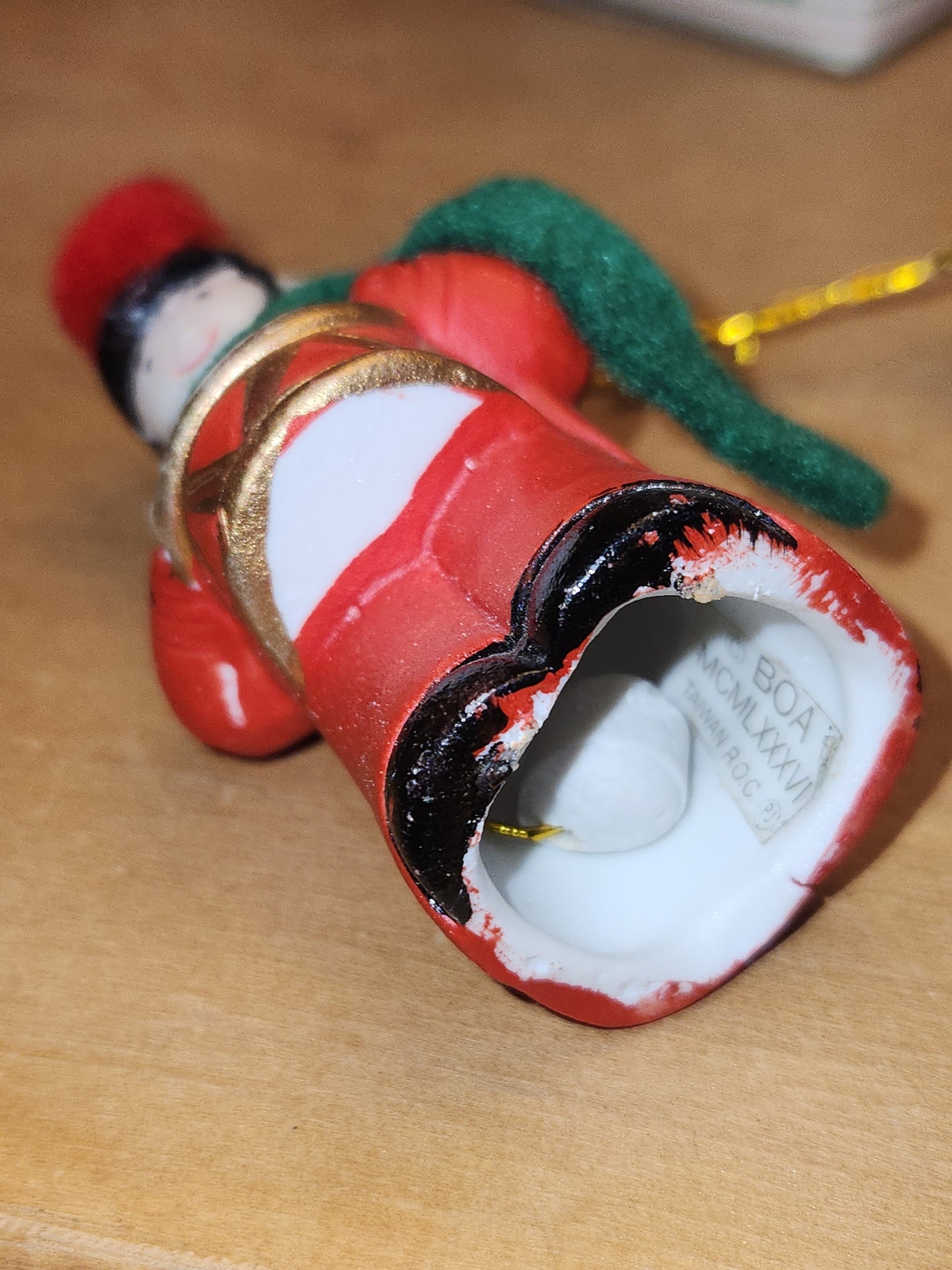 Vintage 3 Giftco Holly Bells and 1 BOA Ring-a-Lings Porcelain Bell Ornaments Set of 4