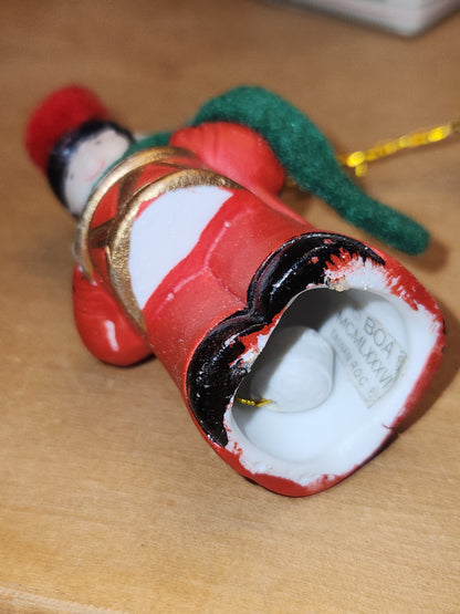 Vintage 3 Giftco Holly Bells and 1 BOA Ring-a-Lings Porcelain Bell Ornaments Set of 4