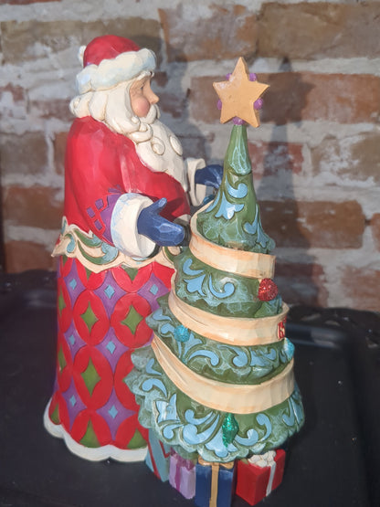Jim Shore Heartwood Creek 15th Anniversary Santa With Tree Figurine 4059000r