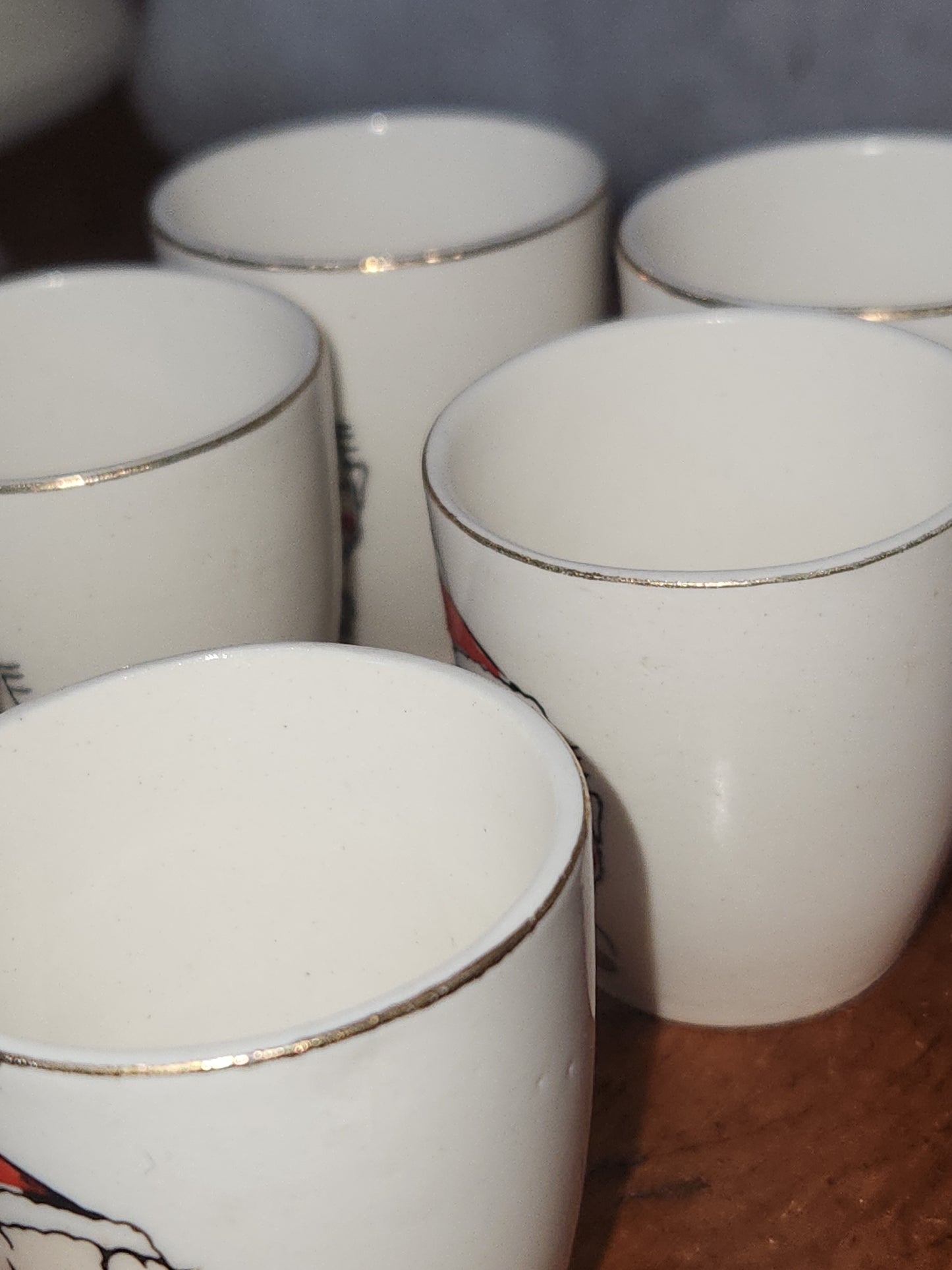 Vintage National Potteries Co. Porcelain Clown Shot Glasses set of 6 - Japan cu78