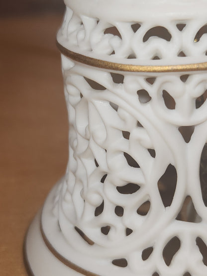 Vintage Wedgwood Christmas Ornament Bell Filigree Gold Trim