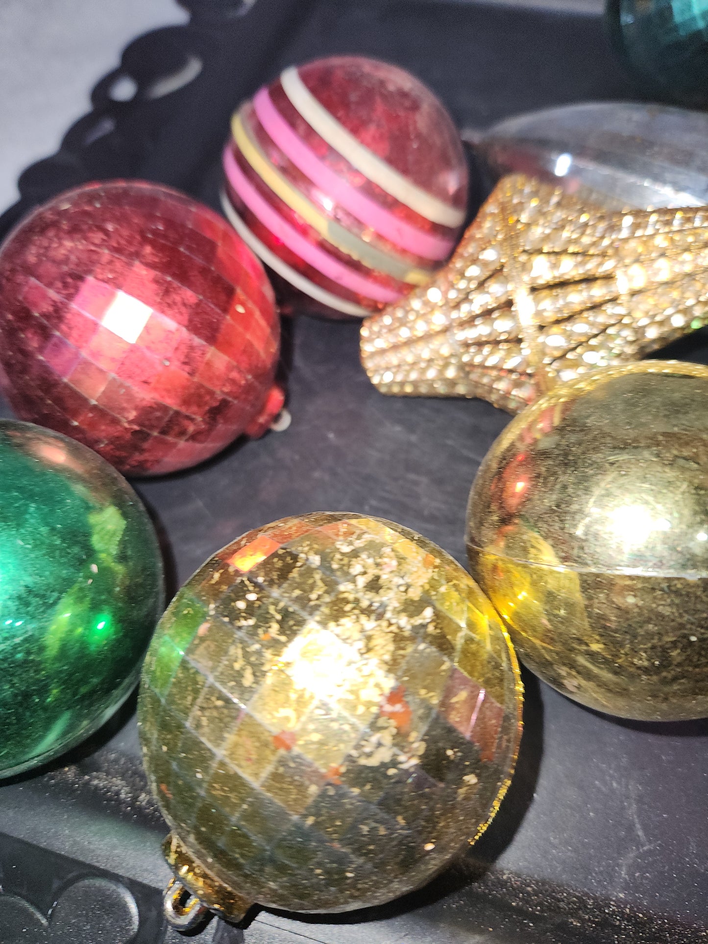 Vintage Plastic Christmas Ornaments Set of 11