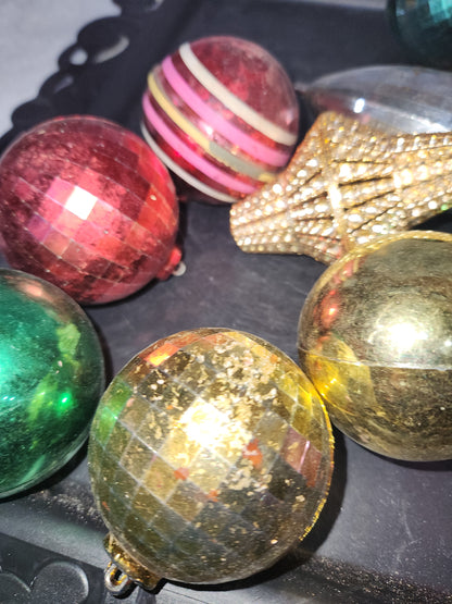 Vintage Plastic Christmas Ornaments Set of 11