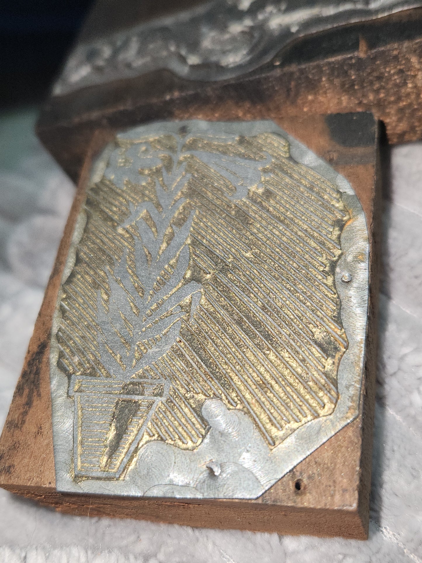 Vintage Wood Metal Newspaper Print Block Printer's Press Easter Lily 2 Blocks pb2e