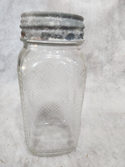 Vintage 1930-1940’s Hazel Atlas Diamond Clear Glass Jar Canister for coffee, tea, sugar jar43