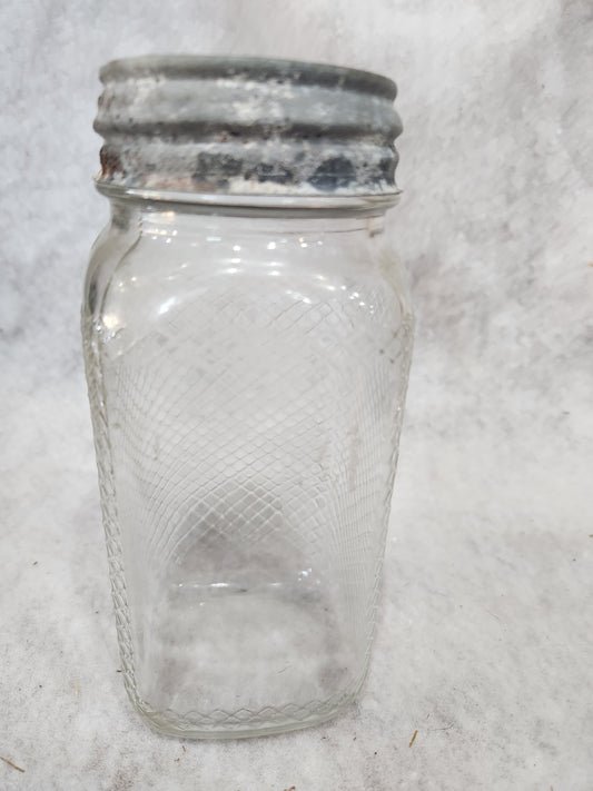 Vintage 1930-1940’s Hazel Atlas Diamond Clear Glass Jar Canister for coffee, tea, sugar jar43