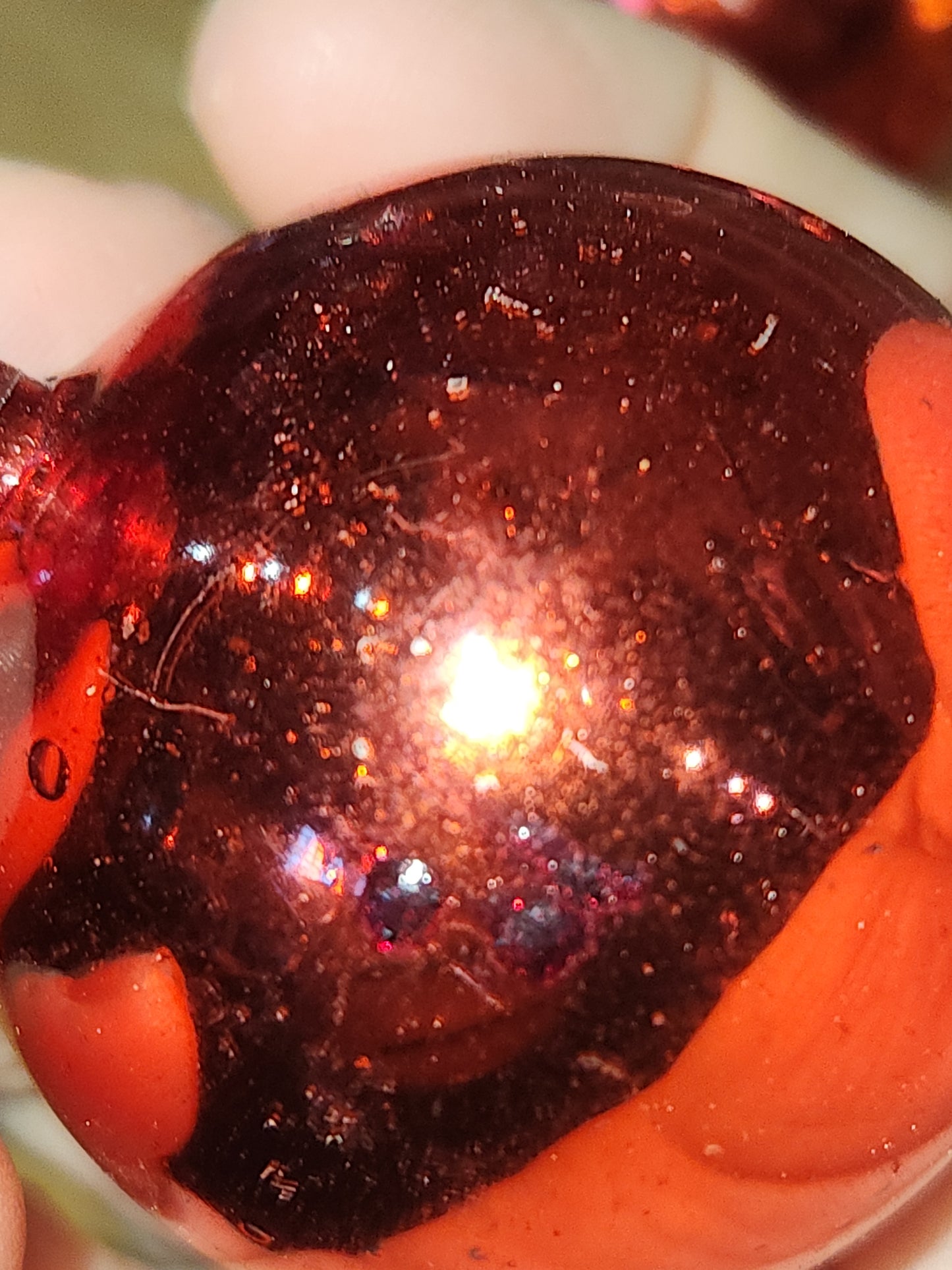 Vintage Mercury Glass Ball Ornament on Picks or Stems Red and Gold Nearly 2" Set of 7 mg5