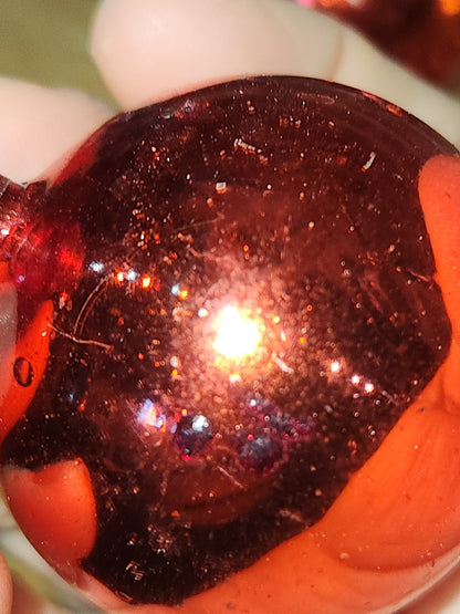 Vintage Mercury Glass Ball Ornament on Picks or Stems Red and Gold Nearly 2" Set of 7 mg5