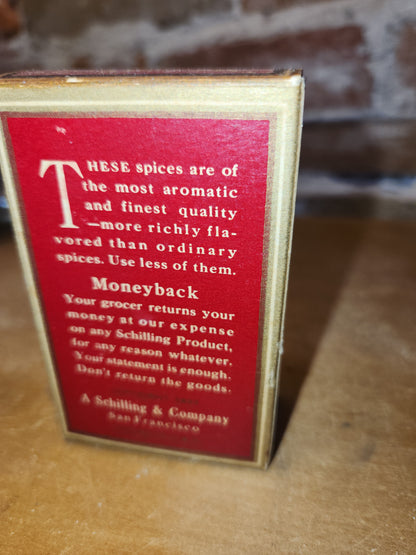 Vintage Schilling Spice Box Mustard Whole Seed Mostly Empty 2 Ounces Schilling Spice & Co. SAN Francisco t671