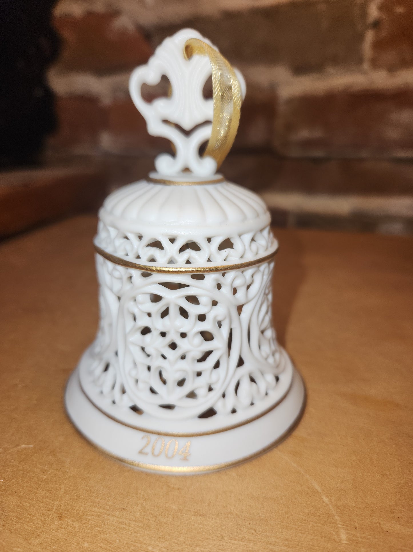 Vintage Wedgwood Christmas Ornament Bell Filigree Gold Trim