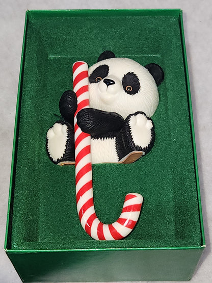 Vintage Hallmark Christmas Stocking Hanger Holder Panda Bear 1981 sh249