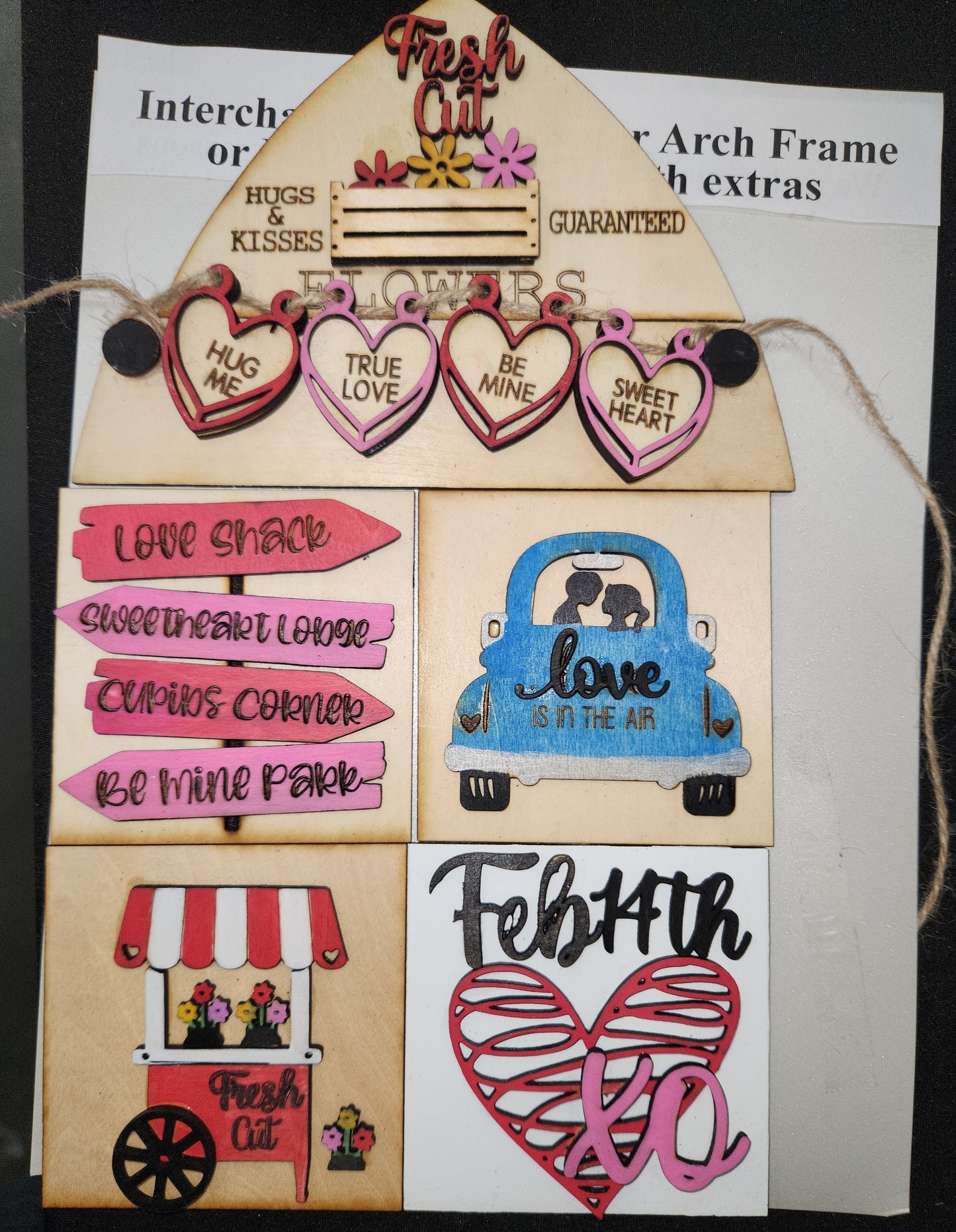 Valentine's day kit for interchangeable arch or rectangle frame. FRAME SOLD SEPARATELY