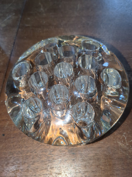 Vintage Clear Glass Flower Frog Planter 13 Holes 4"x1.25" g256