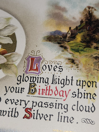 Antique Vintage Embossed Postcard Best Wishes Birthday Wishes Germany John Winsch 1912 pc67