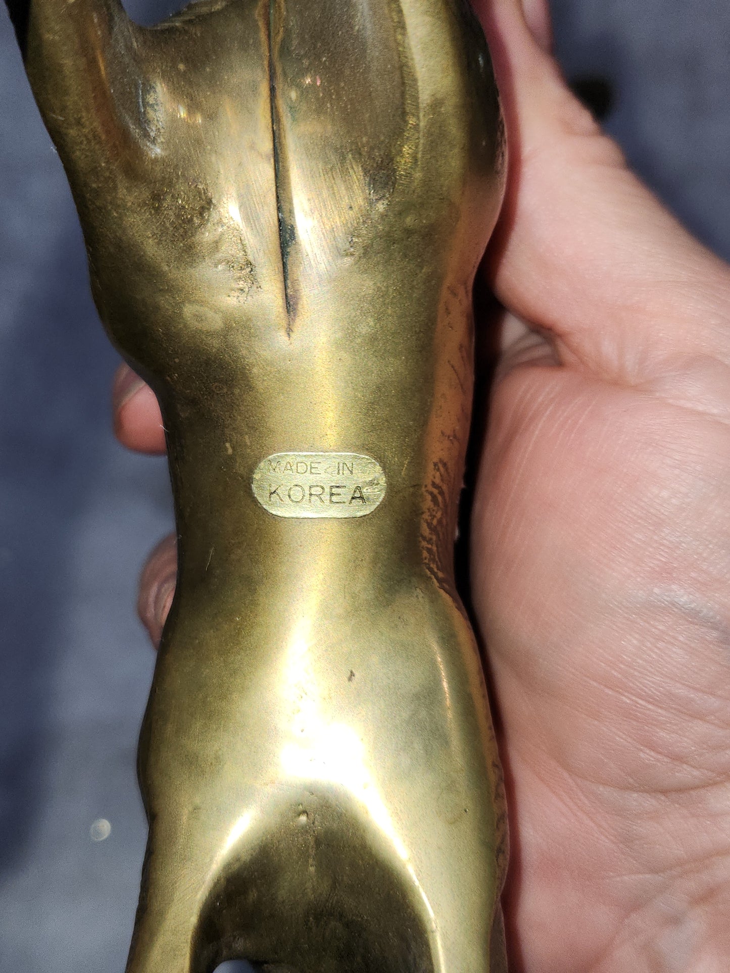 Vintage Solid Brass Doe and 8 Point Prancing Buck Korea br150