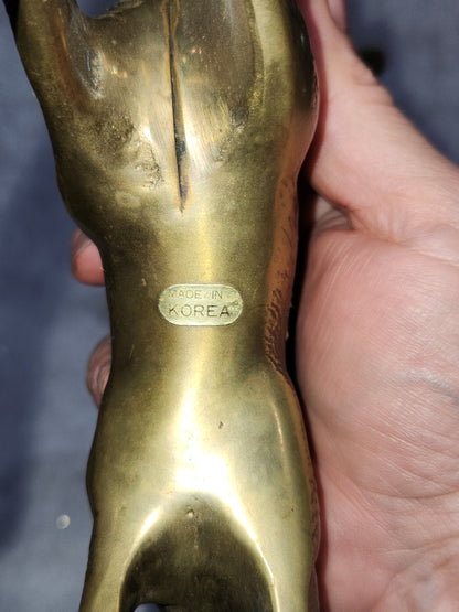 Vintage Solid Brass Doe and 8 Point Prancing Buck Korea br150