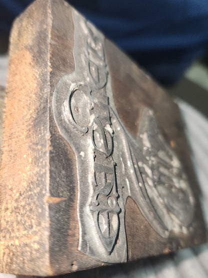 Vintage Wood Metal Newspaper Print Block Printer's Press Easter Lily 2 Blocks pb2e