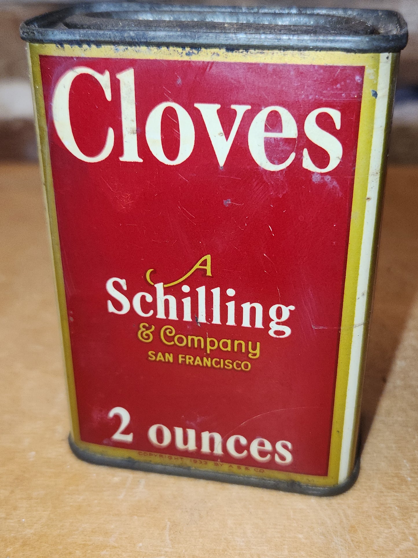 Vintage Schilling Spice Tin Cloves 2 Ounces ti661