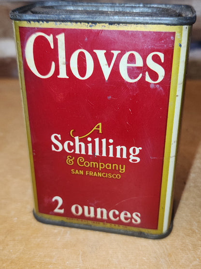 Vintage Schilling Spice Tin Cloves 2 Ounces ti661