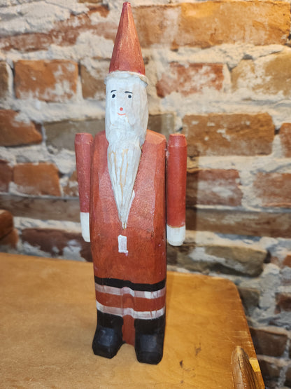 Folk Art Wood Santa Claus With Moveable Arms probably vintage