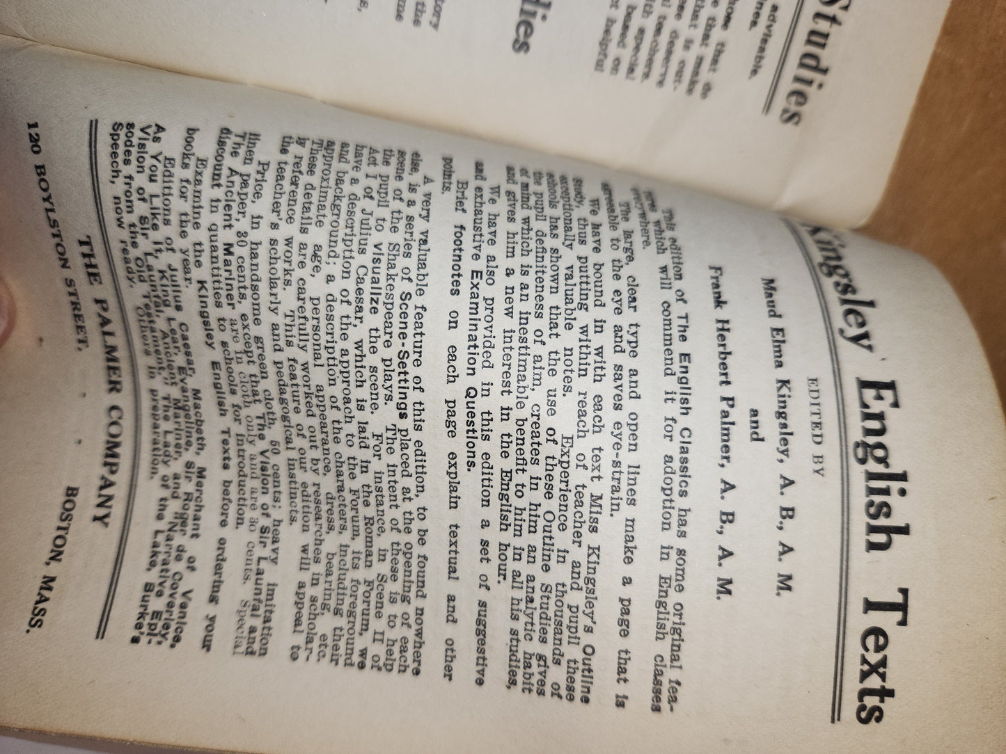 Vintage Outline Studies In Literature Maud Elma Kingkey, AM A Tale of Two Cities The Palmer Company Boston, Massachusetts  bk99