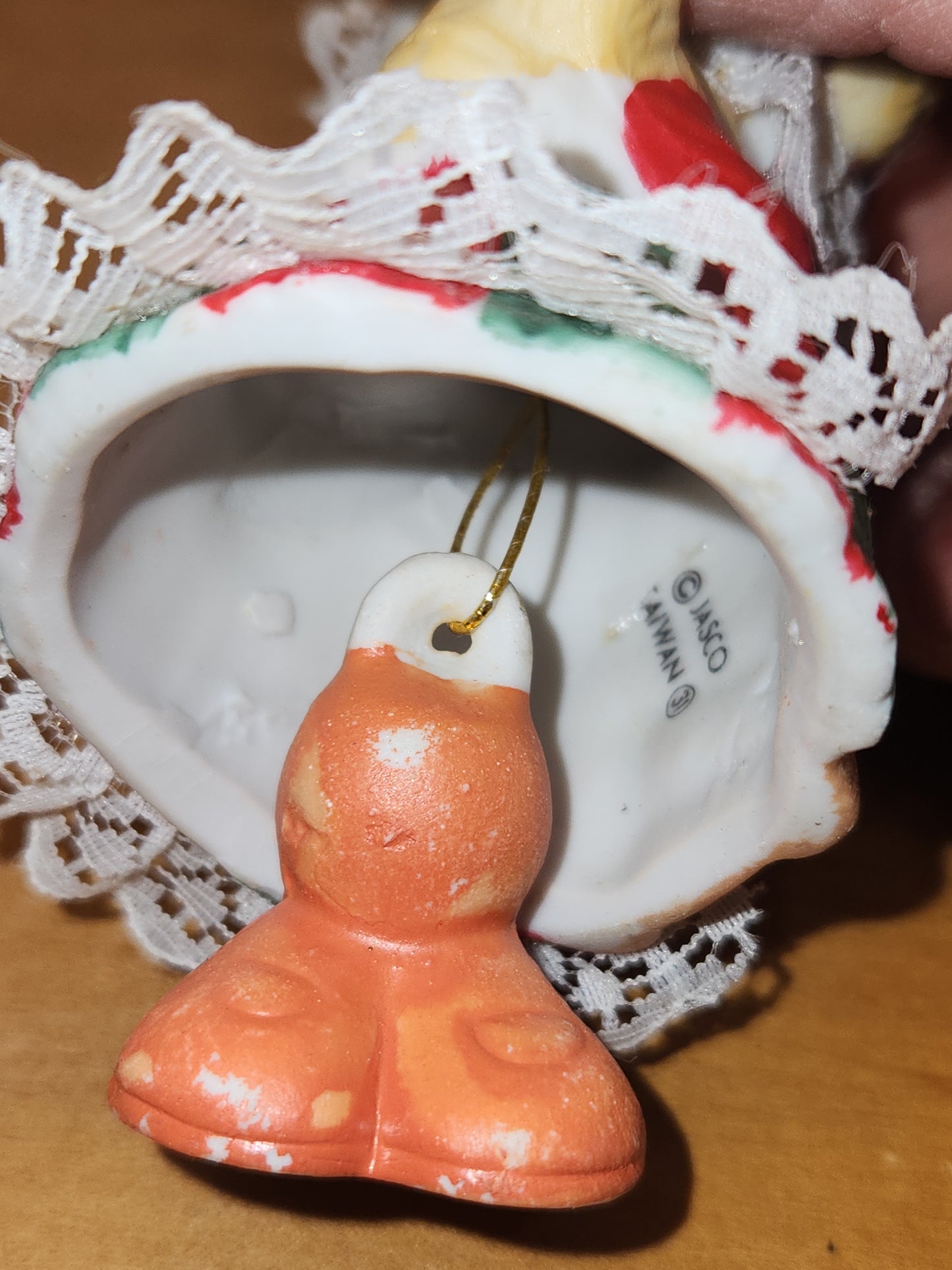 Vintage Jasco L'll Chimers Critter Ornament Bells With Lace Trim Bear Baking, Grandma Bear, Goose porcelain