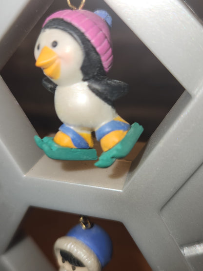 Vintage Avon Wee Winter Friends Display Stand Along With Set Of Four Wee Winter Friends Penguine, Seal, Polar Bear, Eskimo NO BOX ww67