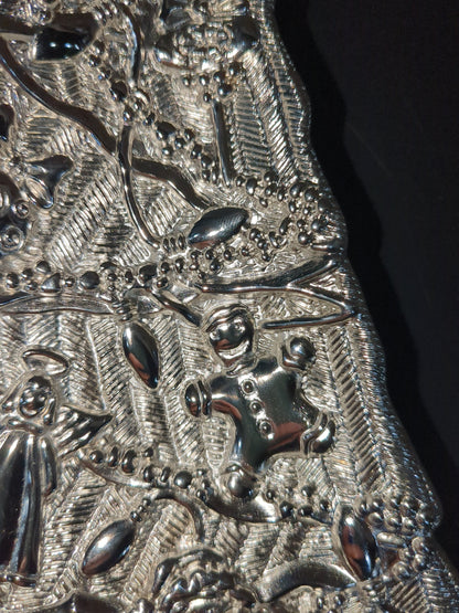 Vintage Gorham Silver Tone Metal Christmas Tree Treat dish