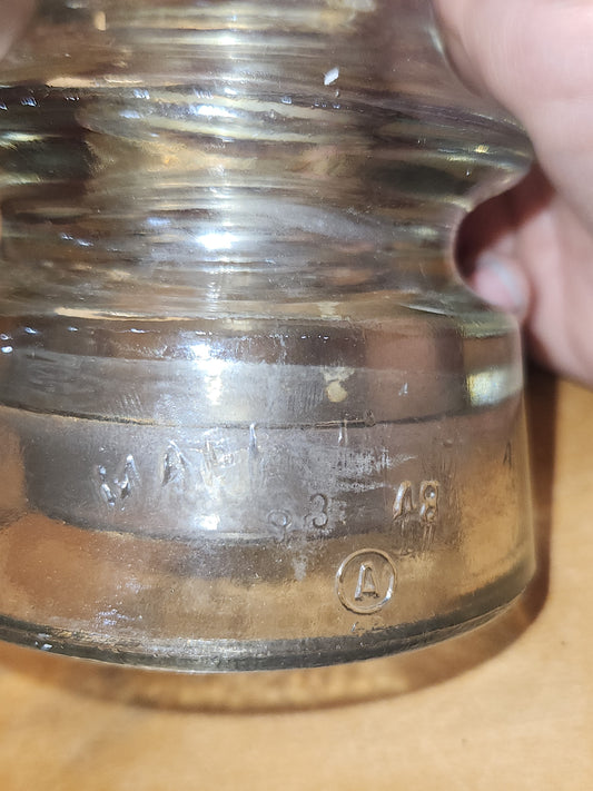 Vintage Whitall Tatum #4 Clear Glass Insulator wh8